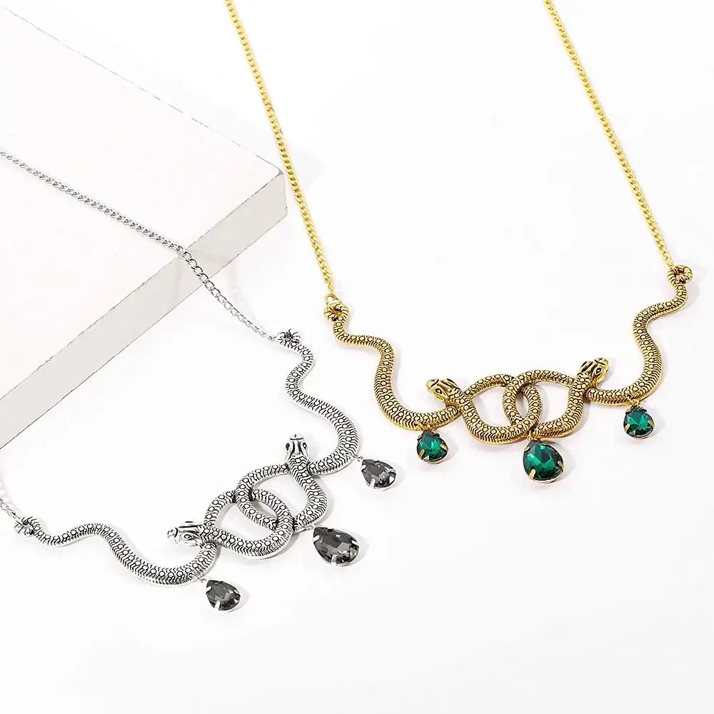 Vintage Snake Personality Necklace Gothic Punk Style Pendant Cosplay Party Jewelry Accessory for Men And Women