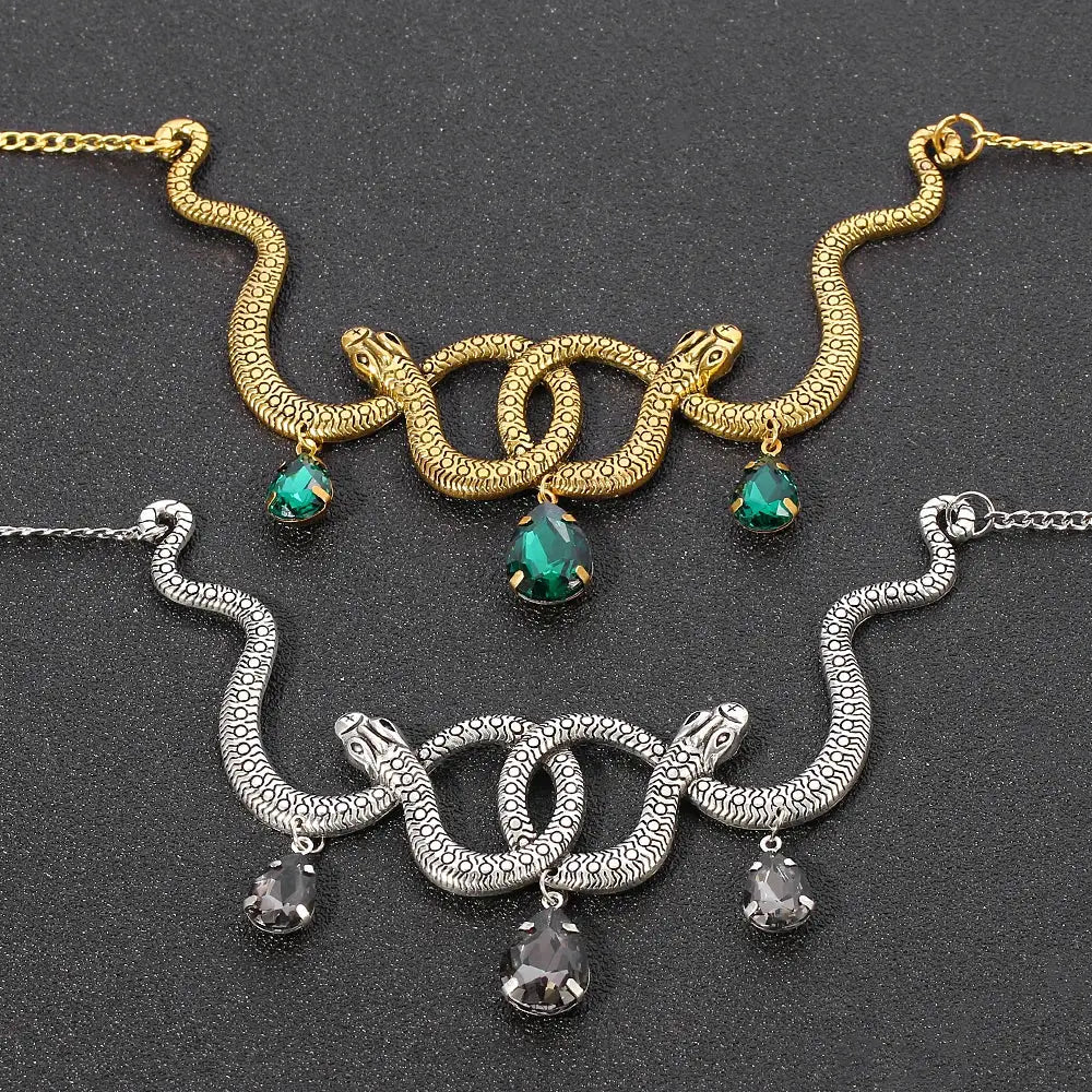 Vintage Snake Personality Necklace Gothic Punk Style Pendant Cosplay Party Jewelry Accessory for Men And Women