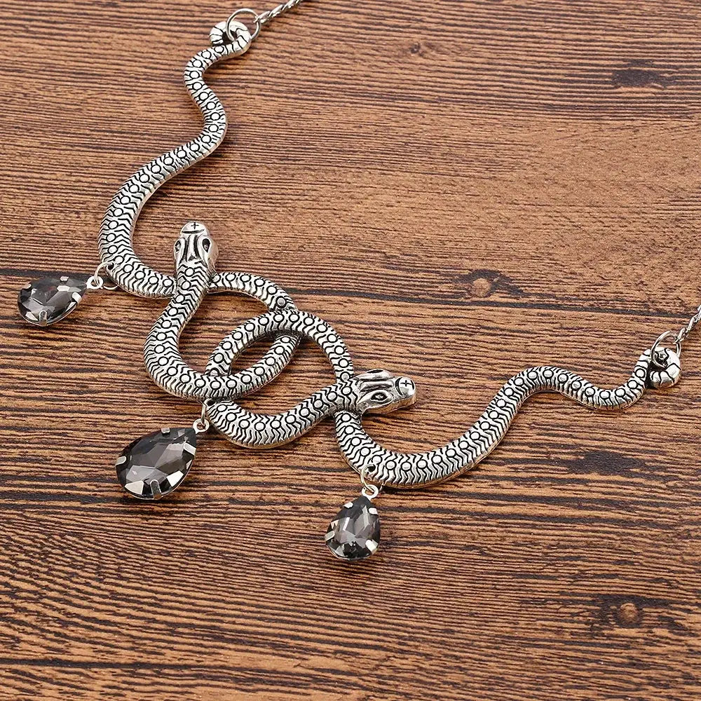 Vintage Snake Personality Necklace Gothic Punk Style Pendant Cosplay Party Jewelry Accessory for Men And Women