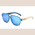 Vintage Wooden Polarized Sunglasses – Eco-Friendly UV Protection - Blue