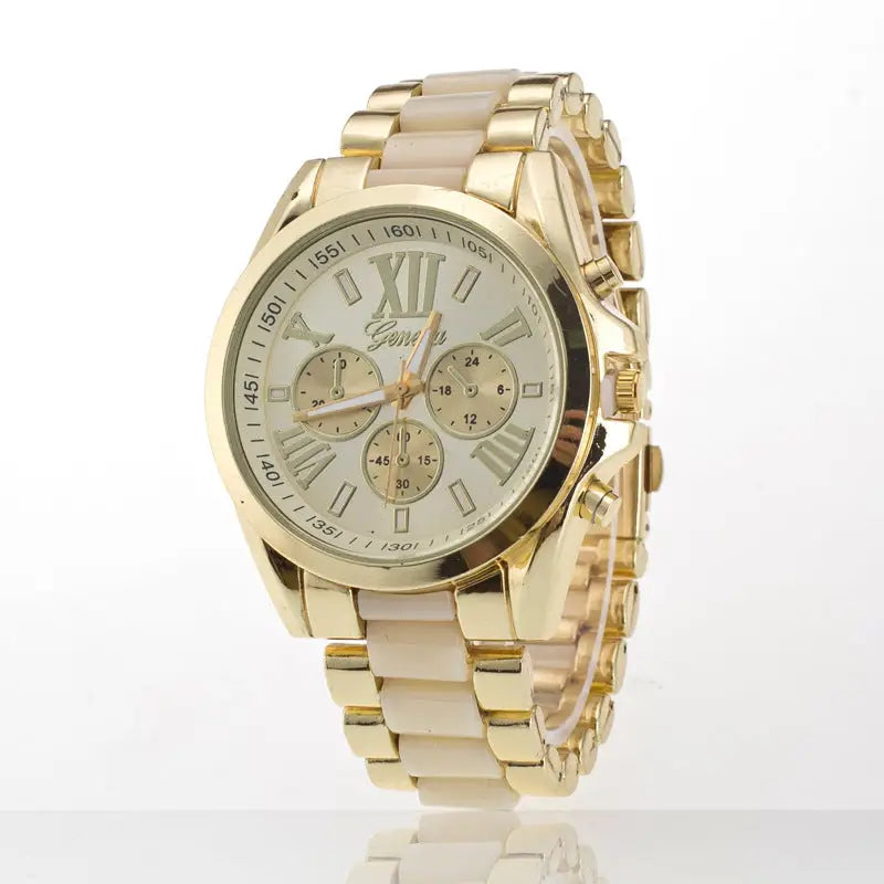 Watch with Three Eyes and Steel Band Geneva Style - Yellow - Executive Watches
