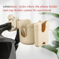 R&z - Water Cup Holder With Phone Holder Universal Bottle Holder For Wheelchair stroller Accessories - white