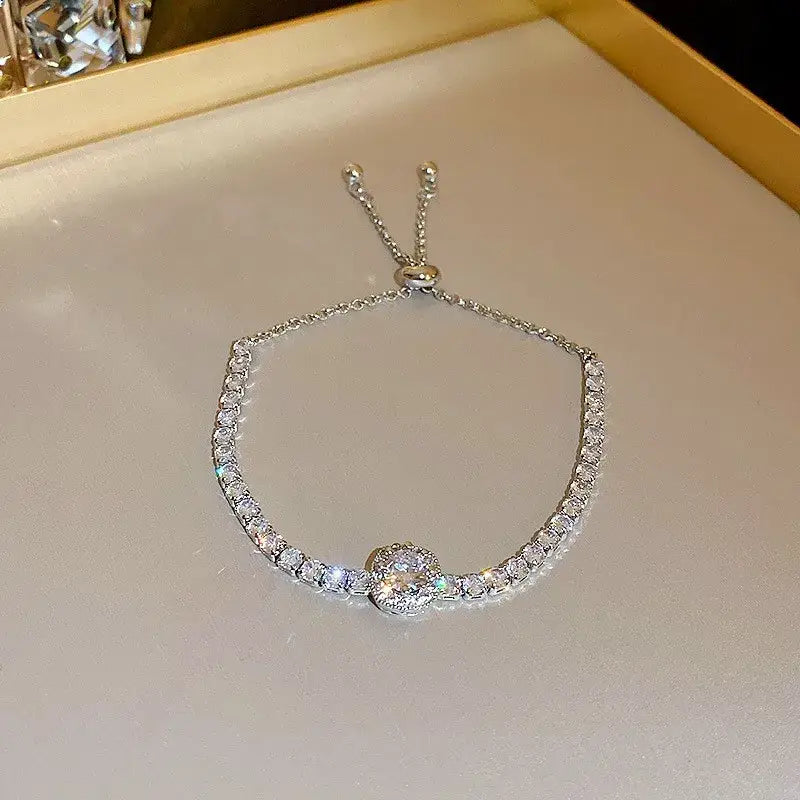 Wave Geometry Adjustable Bracelet Bangle Luxury Fashion Rhinestone Crystal Bracelets Women Wedding Wristband Jewelry