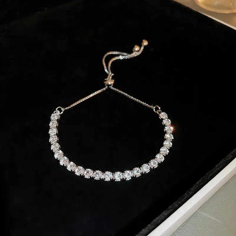 Wave Geometry Adjustable Bracelet Bangle Luxury Fashion Rhinestone Crystal Bracelets Women Wedding Wristband Jewelry