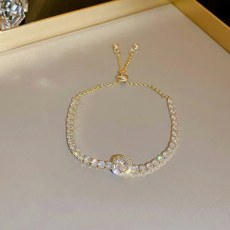 Wave Geometry Adjustable Bracelet Bangle Luxury Fashion Rhinestone Crystal Bracelets Women Wedding Wristband Jewelry