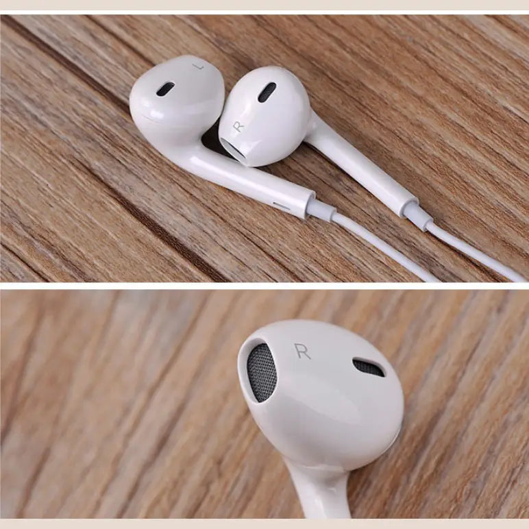 R&Z - Wired Earphones with Round Hole for Mobile Devices - White