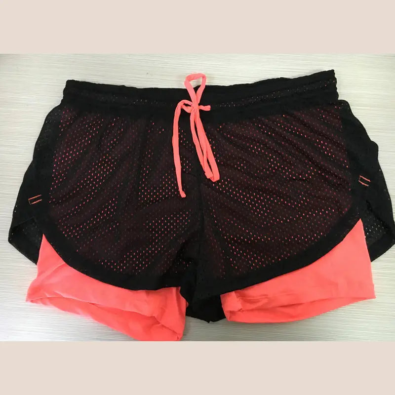 Women’s Breathable Double-Layer Yoga Shorts - Orange / S