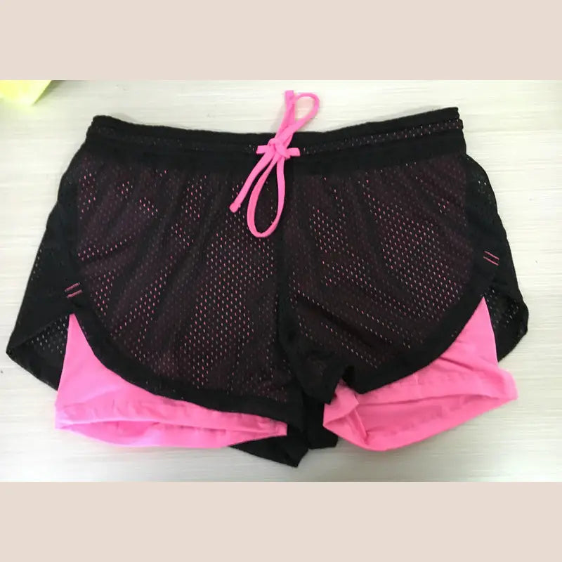 Women’s Breathable Double-Layer Yoga Shorts - Pink / S
