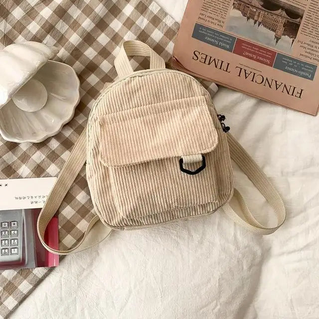 Women’s Corduroy Mini Backpack - Beige