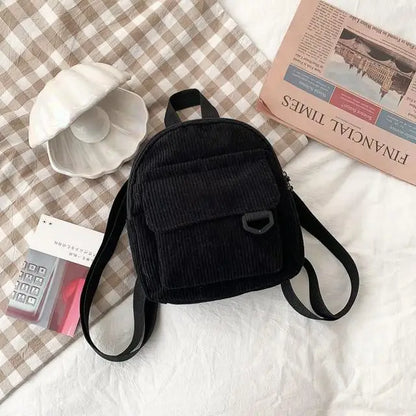 Women’s Corduroy Mini Backpack - Black