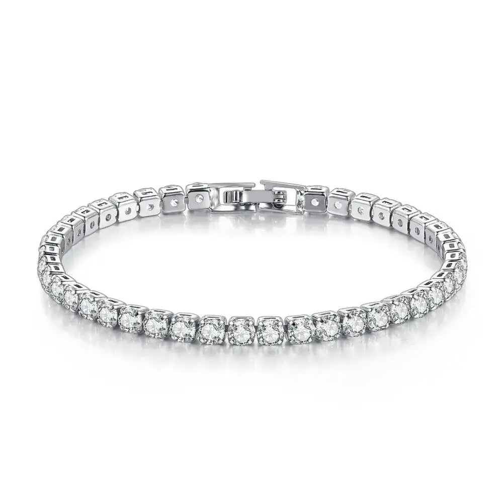Women’s Fashion 4mm Zirconia Tennis Bracelet Crystal Charm Designer Thin Chain Wedding Jewelry - 17cm / DG2481