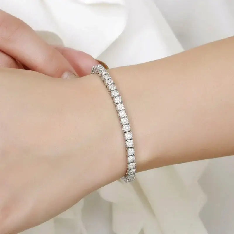 Women’s Fashion 4mm Zirconia Tennis Bracelet Crystal Charm Designer Thin Chain Wedding Jewelry