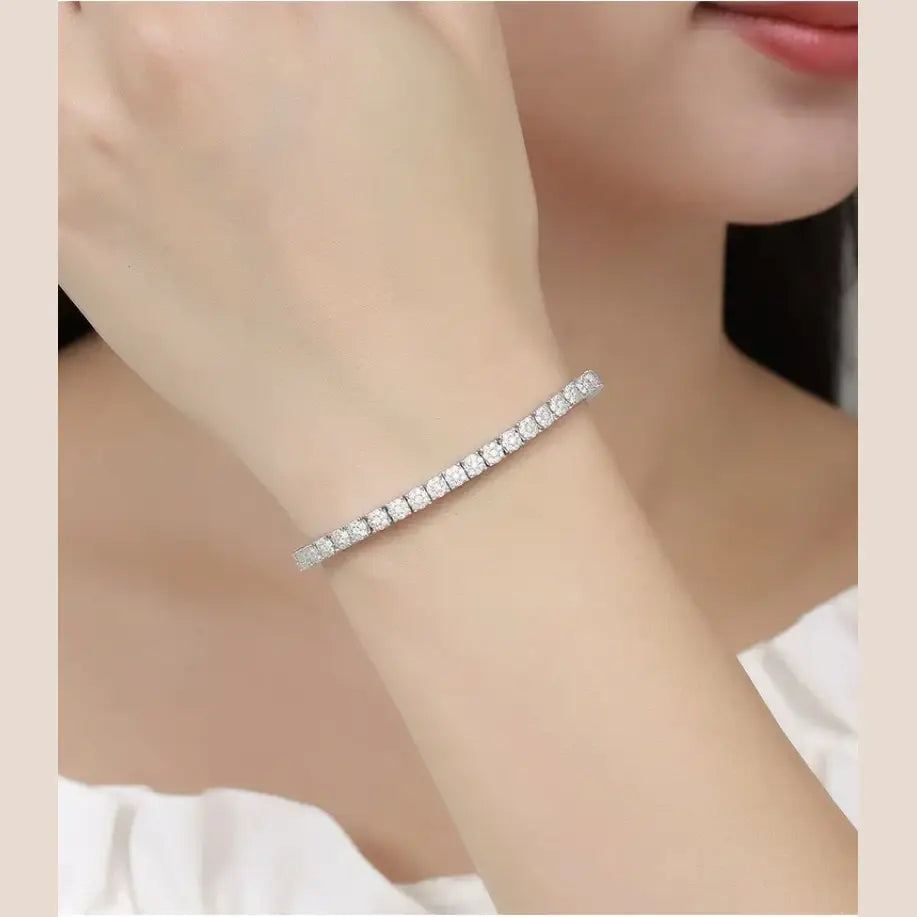 Women’s Fashion 4mm Zirconia Tennis Bracelet Crystal Charm Designer Thin Chain Wedding Jewelry