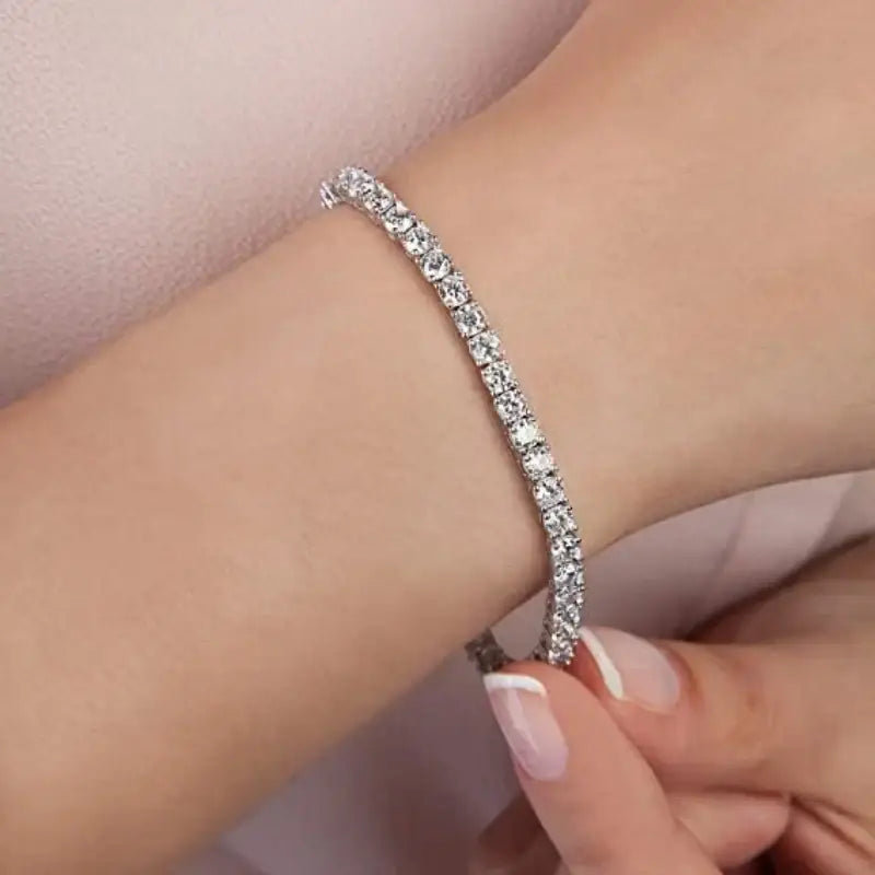 Women’s Fashion 4mm Zirconia Tennis Bracelet Crystal Charm Designer Thin Chain Wedding Jewelry