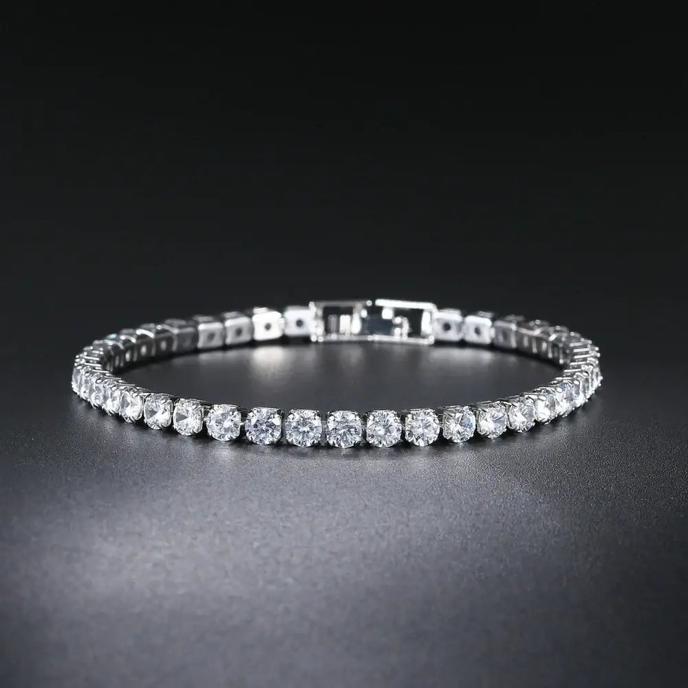 Women’s Fashion 4mm Zirconia Tennis Bracelet Crystal Charm Designer Thin Chain Wedding Jewelry