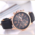 Women's Fashion Watch with Classic Black Leather Strap