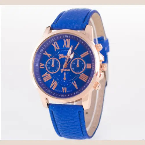 Women's Fashion Watch with Elegant Blue Leather Strap