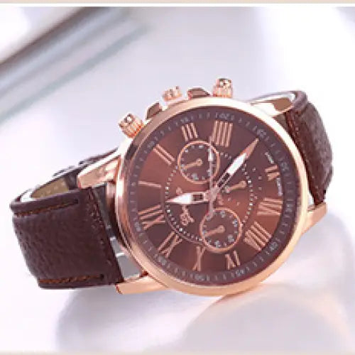 Women's Fashion Watch with Brown Leather Strap