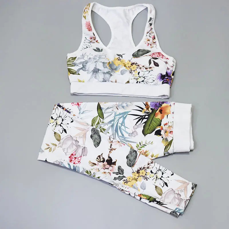 Women’s Floral Print Yoga Set - Bra & Leggings Outfit