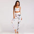 Women’s Floral Print Yoga Set - Bra & Leggings Outfit - Black / L