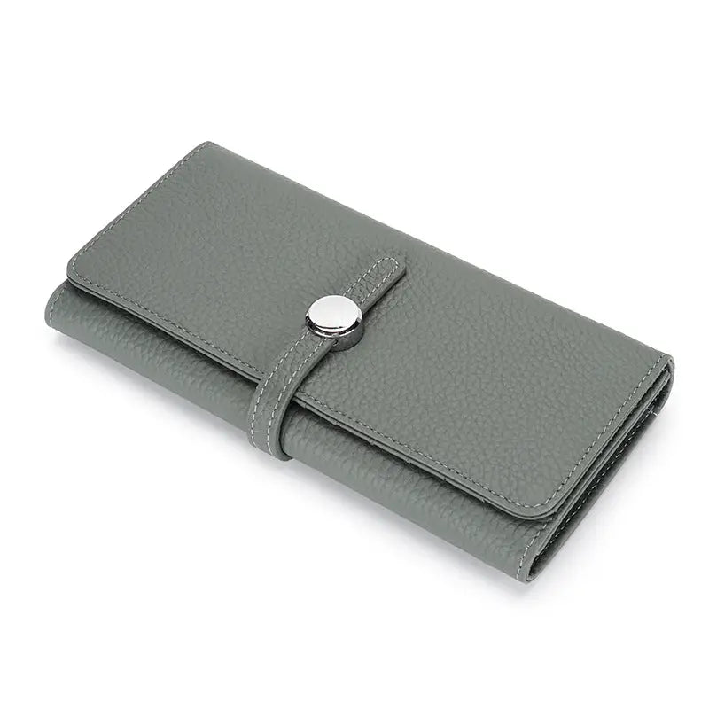 Women’s Leather Folding Wallet with Large Capacity - Green - Wallets