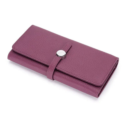 Women’s Leather Folding Wallet with Large Capacity - Purple - Wallets