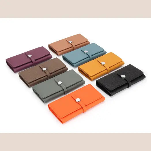 Women’s Leather Folding Wallet with Large Capacity - Wallets