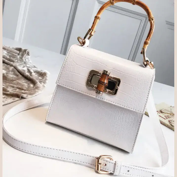 Women's Leather Shoulder Bag - White
