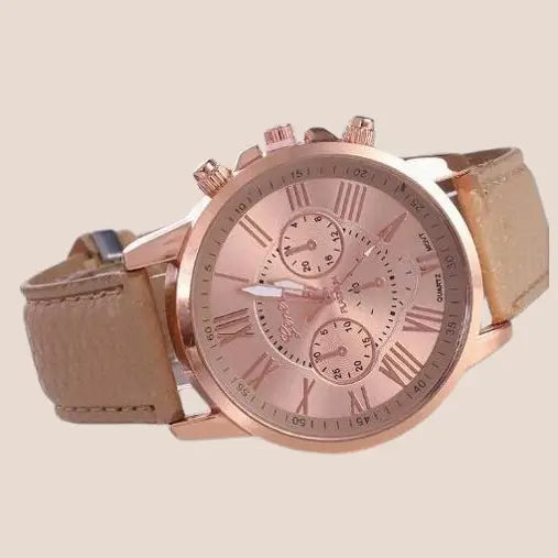 Women’s Leather Watch & Men’s Outdoor Quartz Watch - Rose Gold