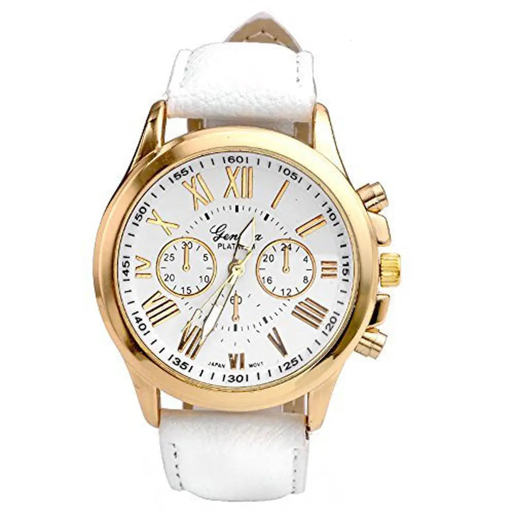 Women’s Leather Watch & Men’s Outdoor Quartz Watch - White