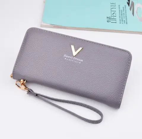Women’s Long Zip Wallet and Handbag - Gray - Wallets