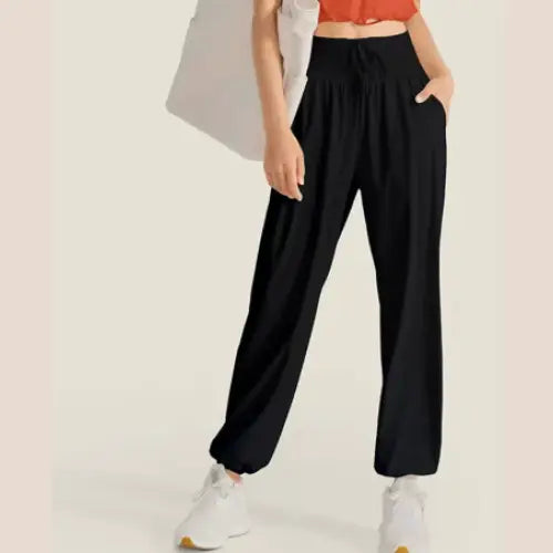 Women’s Loose Fit Harem Pants with Pockets for Yoga - New Black / XL