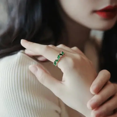 Model Wearing the Women's Luxe Zirconia Ring