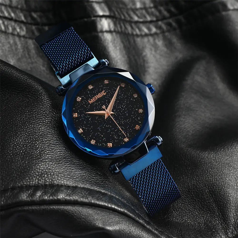 Blue Women's Mesh Band Quartz Watch