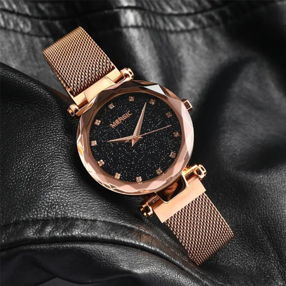 Rose Gold Women's Mesh Band Quartz Watch