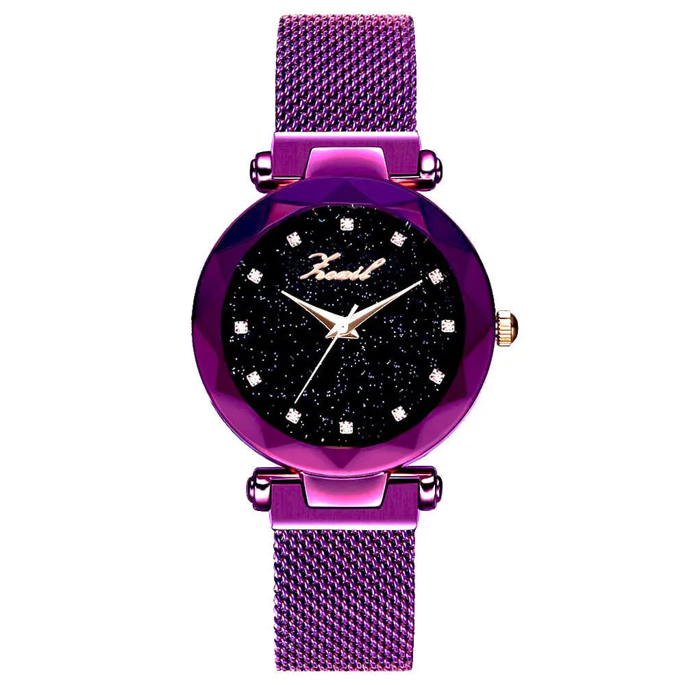 Purple  Women's Mesh Band Quartz Watch