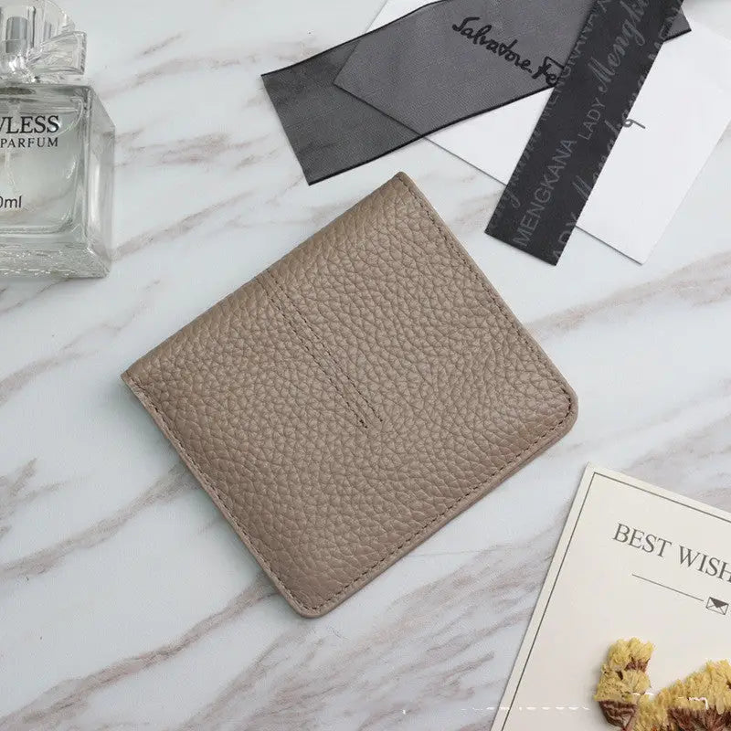 Women’s Short Leather Wallet - Simple Multifunctional Design - Elephant Gray - Wallets