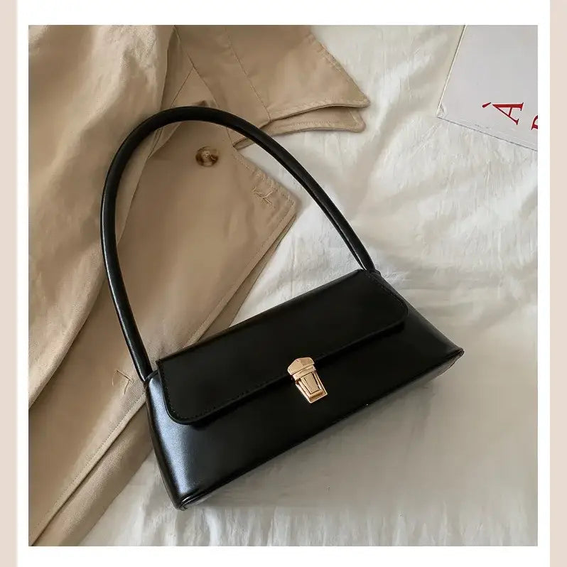 Women’s Shoulder Bag Handbag Retro Underarm Bag Fashion Simple Solid Color New Hand Shoulder Bag - black - Women’s Bags