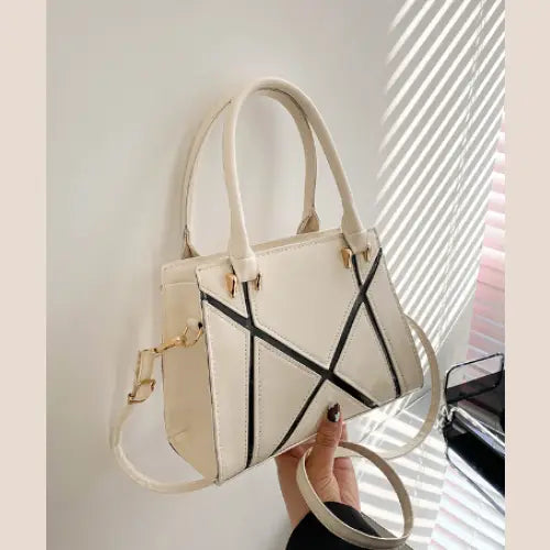Women's Shoulder Bag in Beige Chic Stitching Design