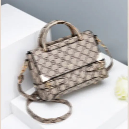 Women's Structured Handbag in Beige Pattern
