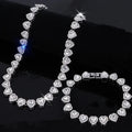 ZAKOL 45CM New Hip Hop Tennis Chain Bracelet Necklace Shiny Heart Rhinestone CZ Fashion Rock Party Jewelry Set - Gold