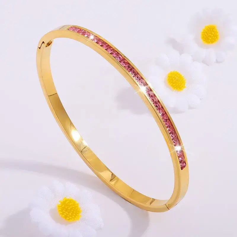 ZAKOL 5/1pcs Sparkling Zirconia Inlaid Stainless Steel Bracelet Set for Women Stackable Bangles Fashion Non Fading
