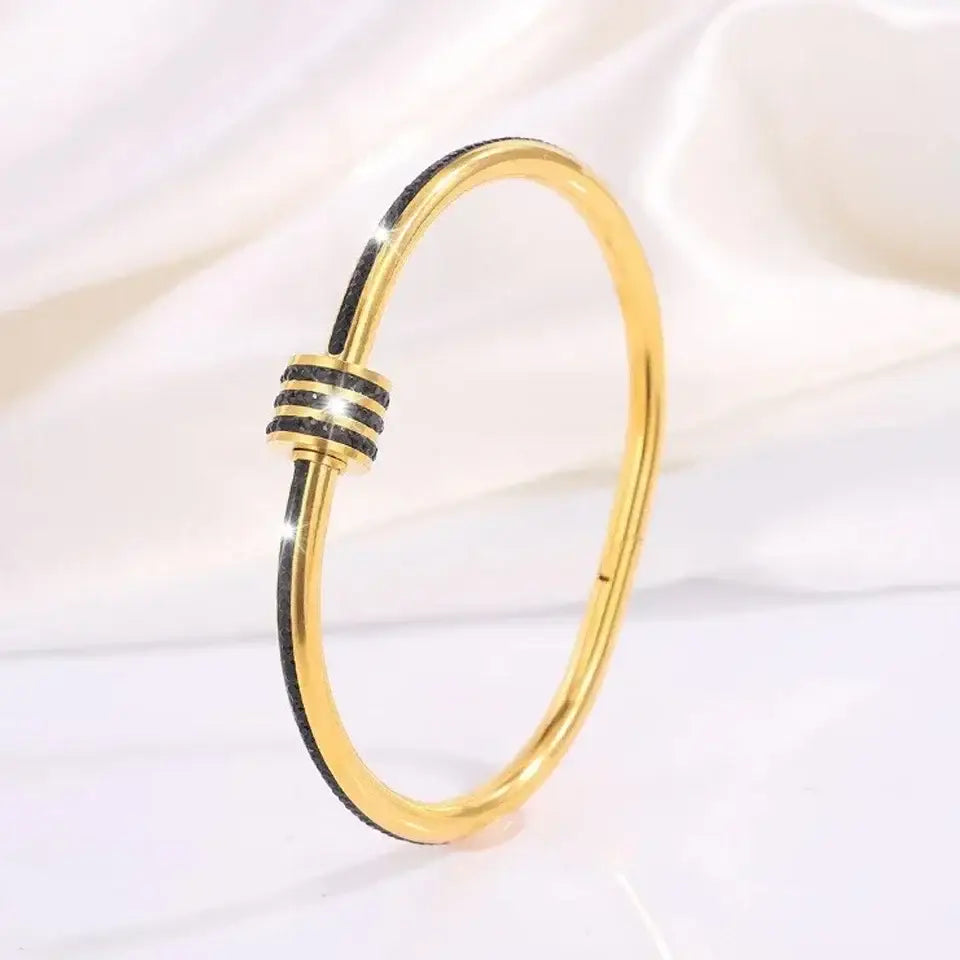 ZAKOL 5/1pcs Sparkling Zirconia Inlaid Stainless Steel Bracelet Set for Women Stackable Bangles Fashion Non Fading