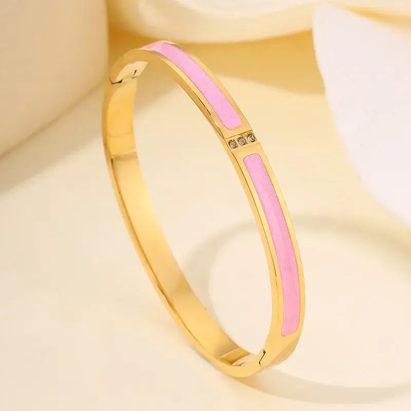 ZAKOL 5/1pcs Sparkling Zirconia Inlaid Stainless Steel Bracelet Set for Women Stackable Bangles Fashion Non Fading