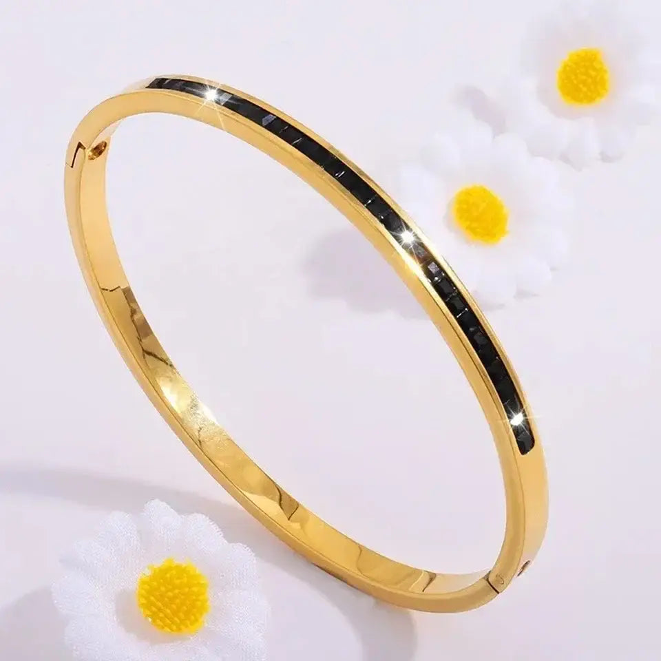 ZAKOL 5/1pcs Sparkling Zirconia Inlaid Stainless Steel Bracelet Set for Women Stackable Bangles Fashion Non Fading