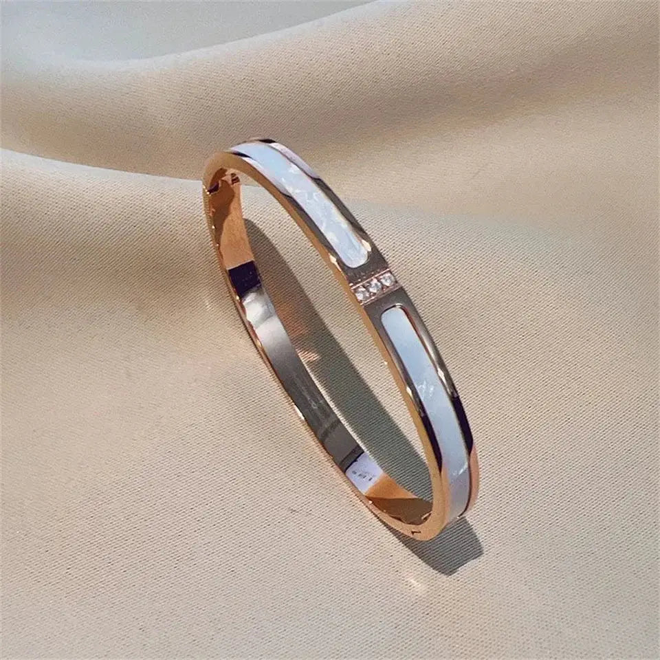 ZAKOL 5/1pcs Sparkling Zirconia Inlaid Stainless Steel Bracelet Set for Women Stackable Bangles Fashion Non Fading