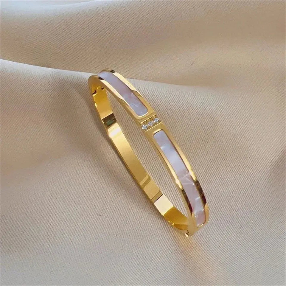ZAKOL 5/1pcs Sparkling Zirconia Inlaid Stainless Steel Bracelet Set for Women Stackable Bangles Fashion Non Fading